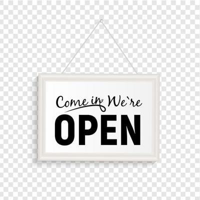 Come in We Are Open Sign Vector Illustration