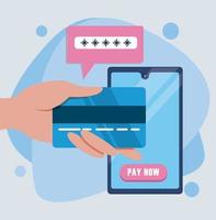 payment online technology with smartphone and credit card vector