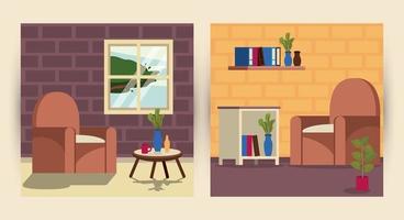 living room house scene icon vector