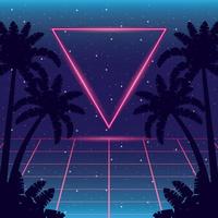wanderlust poster with tree palms and geometric figures vector