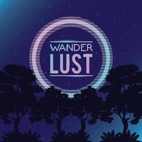 wanderlust poster with trees forest scene vector