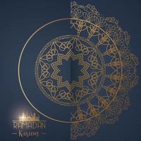 eid mubarak card with mandala frame vector