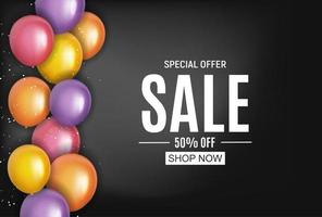 Abstract Designs Sale Banner Template with Balloons vector