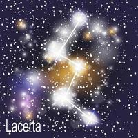 Lacerta Constellation with Beautiful Bright Stars on the Background of Cosmic Sky Vector Illustration