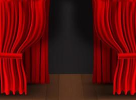 Realistic colorful red velvet curtain folded vector