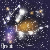 constelación de draco con hermosas estrellas brillantes en el fondo del cielo cósmico ilustración vectorial vector