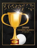 golf sport ball and trophy vector