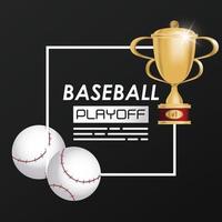 baseball sport ball and trophy vector