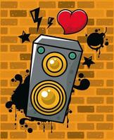 graffiti urban style poster with heart and speaker vector