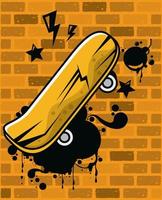graffiti urban style poster with skateboard vector