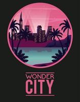 wonder city with buildings cityscape scene vector