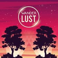 wanderlust poster with forest landscape scene vector