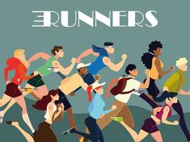 runners people characters practicing different activity lifestyle vector