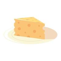 Rebanada de queso en plato de comida icono de producto imagen aislada vector