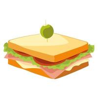 sándwich de comida rápida con icono de oliva sabroso y fresco vector