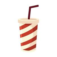 striped takeaway cup with straw soda food icon vector
