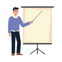 businessman character with presentation board strategy vector