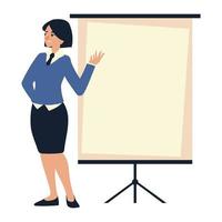 business woman working office presentation board vector