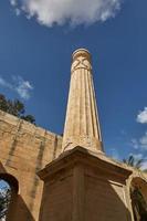 View of a pillar from lower viewpoint at upper Barrakka gardens in Valletta in Malta