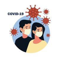 covid 19 impact wearing face mask protecting himself prevention and precaution vector