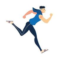muscular running man exercising side view vector