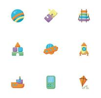 bundle of child toys set icons flat style vector