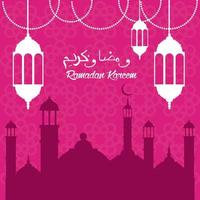 tarjeta de ramadan kareem con linternas y taj mahal vector