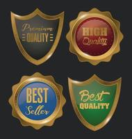 bundle of badges golden emblems icon vector