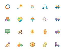 bundle of child toys set icons flat style vector