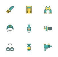 bundle of military set icons vector