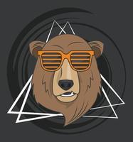 funny bear grizzly with sunglasses cool style vector