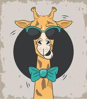 funny giraffe with sunglasses cool style vector