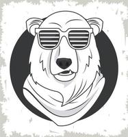 divertido oso grizzly con gafas de sol estilo fresco vector