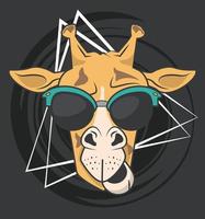funny giraffe with sunglasses cool style vector