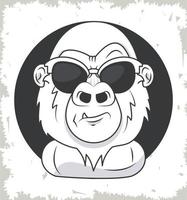 funny gorilla with sunglasses cool style vector