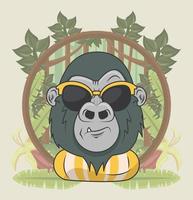 funny gorilla with sunglasses cool style vector