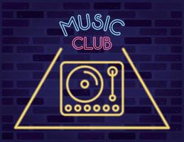 dj music player neon lights vector