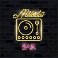 dj music player neon lights vector