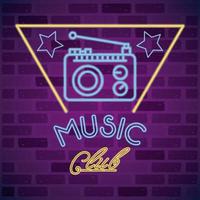 radio music player neon lights vector