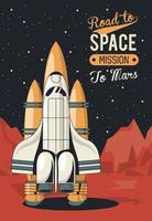 life in the space poster with spaceship vector