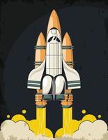 space scene poster with spaceship flying vector