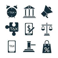 bundle of taxes set silhouette style icons vector