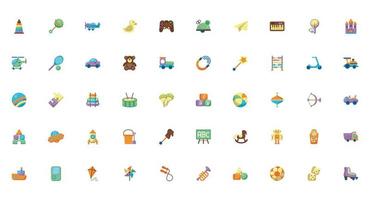 bundle of child toys set icons flat style vector