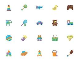 bundle of child toys set icons flat style vector