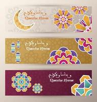 ramadan kareem celebration set cards with mandalas vector