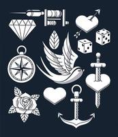 tattoo studio image artistic set icons vector