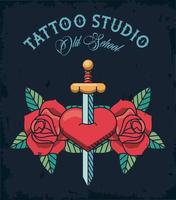 sword in heart tattoo studio image artistic vector