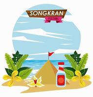 songkran celebration party with water bottle vector