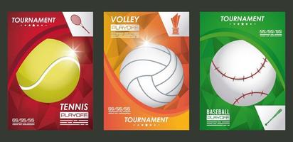sports poster with set balloons vector