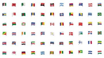 paquete de banderas de países establecer iconos vector